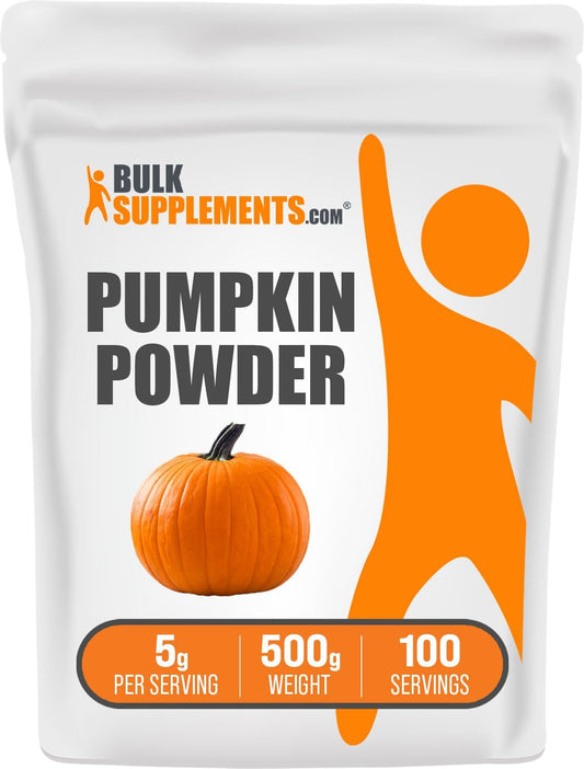 BulkSupplements.com Pumpkin Powder - Superfood Digestive Support Supplement, Gluten Free Powdered Pumpkin - 500g (1.1 lbs) Pack of 1, 5g per Serving