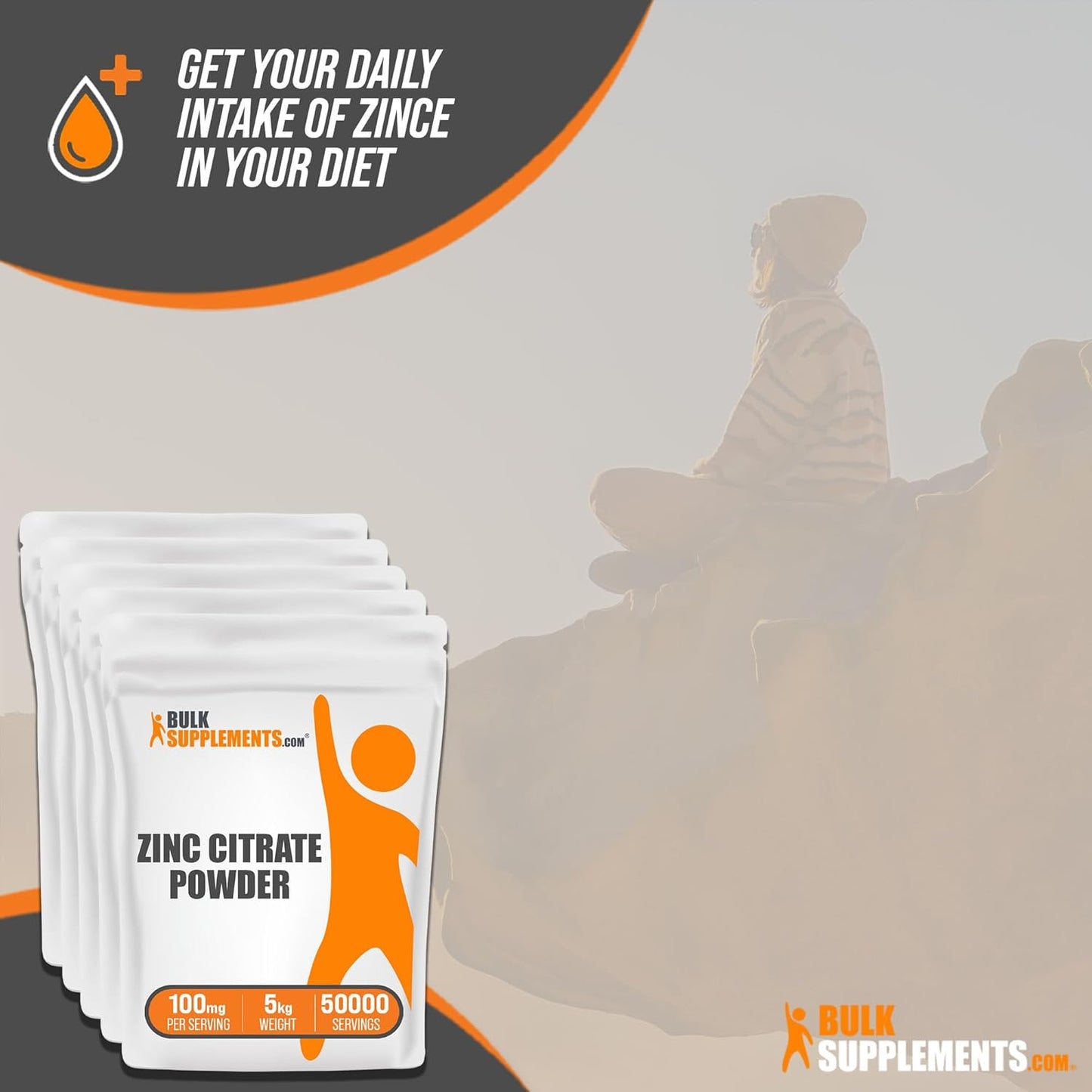 BulkSupplements.com Pure Zinc Citrate Powder - 30mg Zinc Supplements for Immune Support - Gluten Free, 100mg per Serving - 5kg (11 lbs)