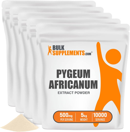 BulkSupplements.com Pygeum Africanum Bark Extract Powder - Pure Pygeum Supplement, Gluten Free - 5000mg per Serving, 5kg (11 lbs) Pack of 5
