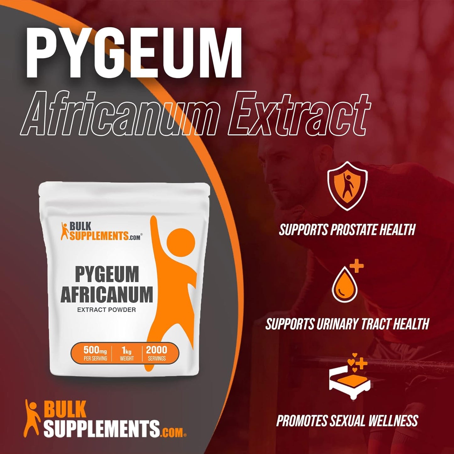 BulkSupplements.com Pygeum Africanum Bark Extract Powder - Pure Pygeum Supplement, Gluten Free - 5000mg per Serving, 5kg (11 lbs) Pack of 5