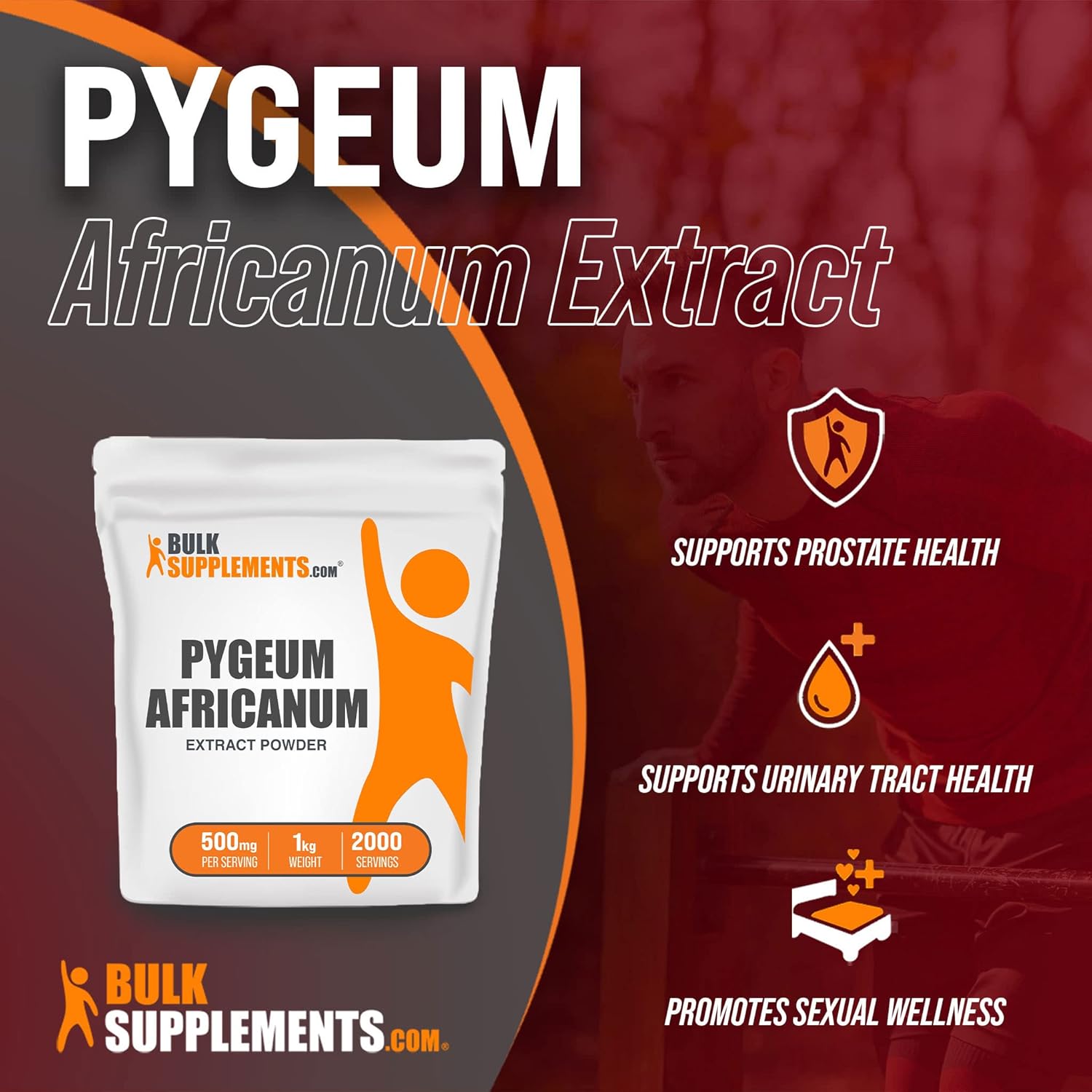 BulkSupplements.com Pygeum Africanum Bark Extract Powder - Pure Pygeum Supplement, Gluten Free - 5000mg per Serving, 5kg (11 lbs) Pack of 5