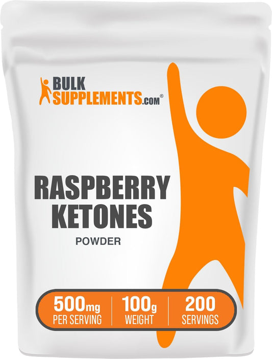 BulkSupplements.com Raspberry Ketones Powder - Natural Antioxidant Energy Support Supplement - Gluten Free, 500mg per Serving, 100g (3.5 oz) Pack