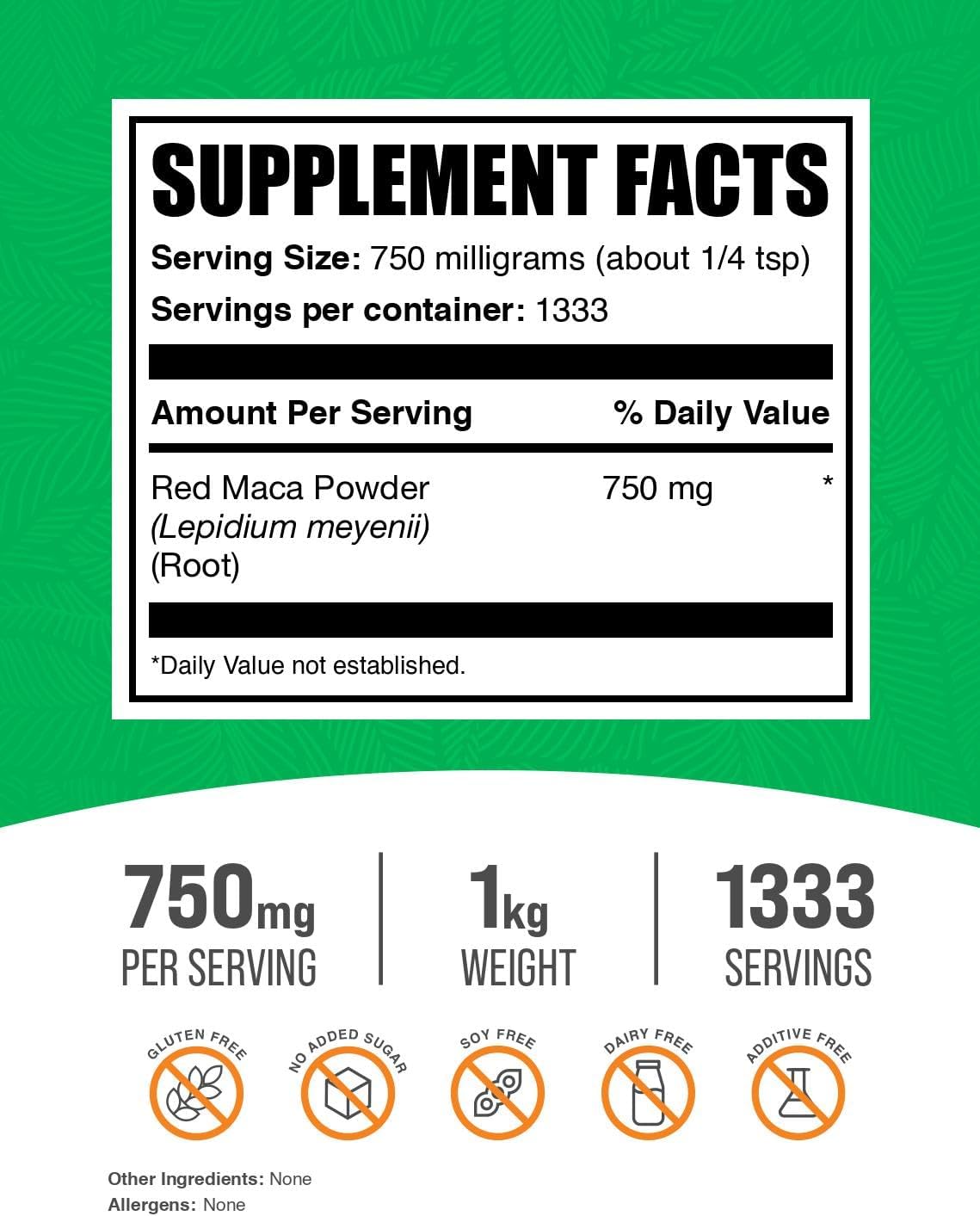 BulkSupplements.com Red Maca Powder - Organic Maca Root Supplement for Energy & Vitality - Vegan & Gluten Free Superfood Powder, 1kg (2.2 lbs) Pack of 1 - Red Maca Powder for Women & Men