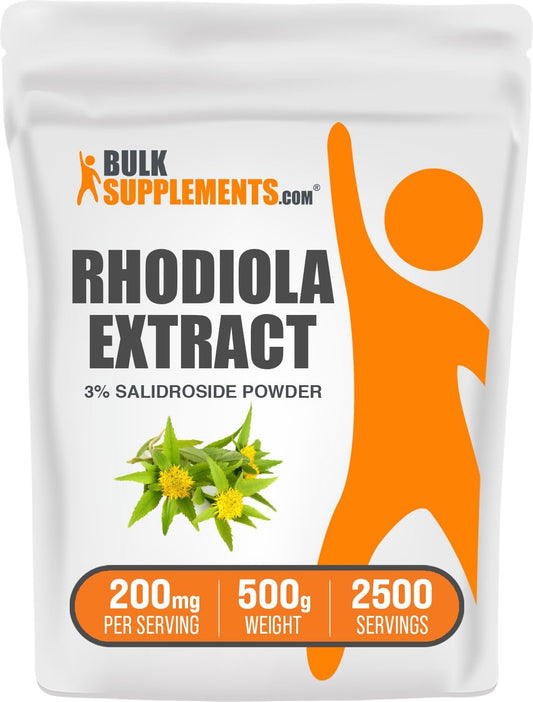 BulkSupplements.com Rhodiola Extract Powder - 3% Salidrosides, 500g (1.1 lbs) - Herbal Supplement, Gluten Free - 200mg per Serving