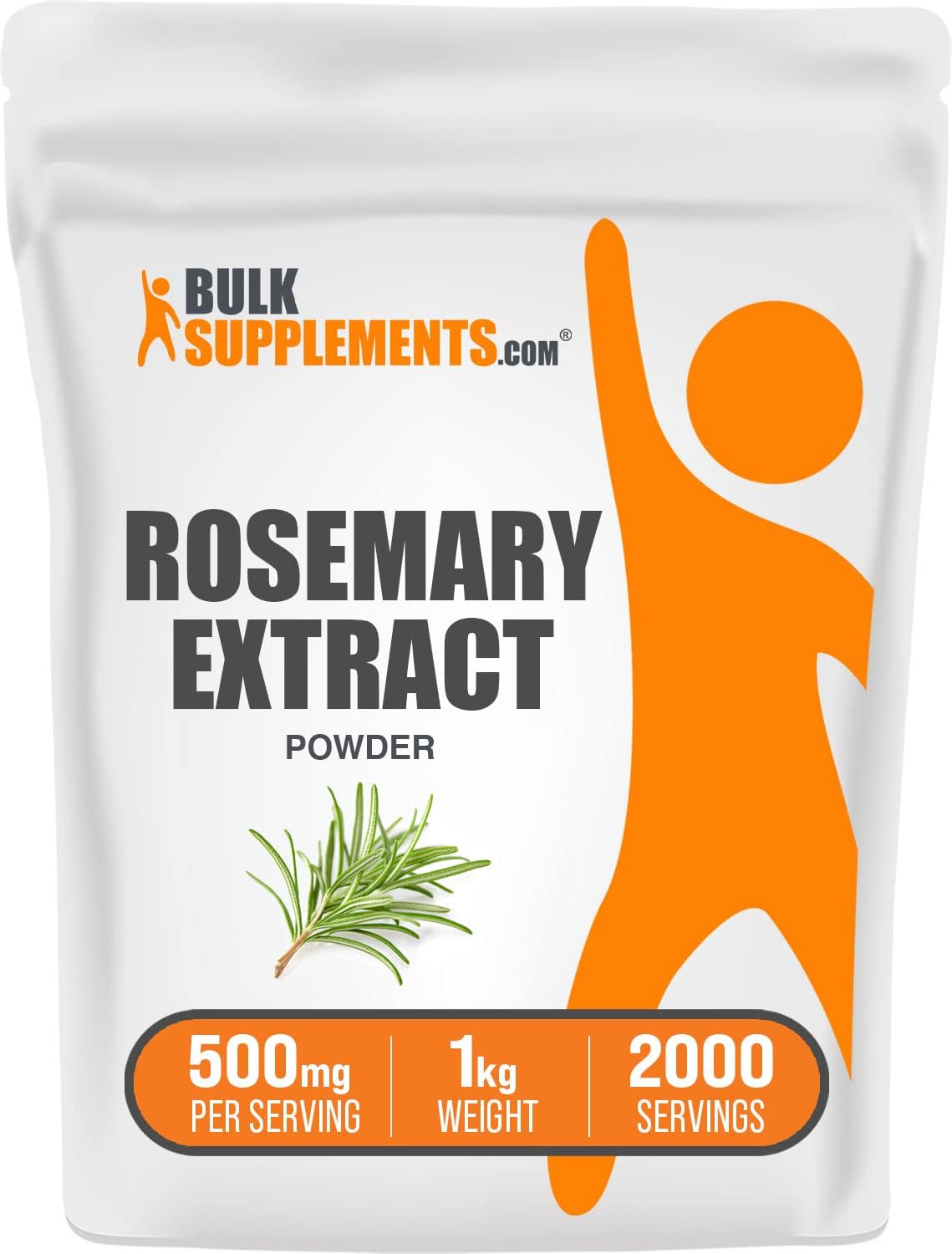 BulkSupplements.com Rosemary Extract Powder - Pure Rosemary Herbal Supplement - Gluten Free, 500mg per Serving, 1kg (2.2 lbs)