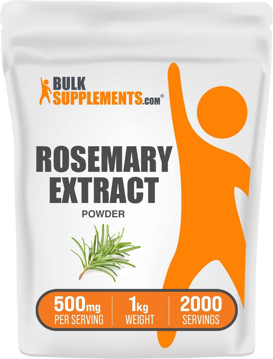 BulkSupplements.com Rosemary Extract Powder - Pure Rosemary Herbal Supplement - Gluten Free, 500mg per Serving, 1kg (2.2 lbs)