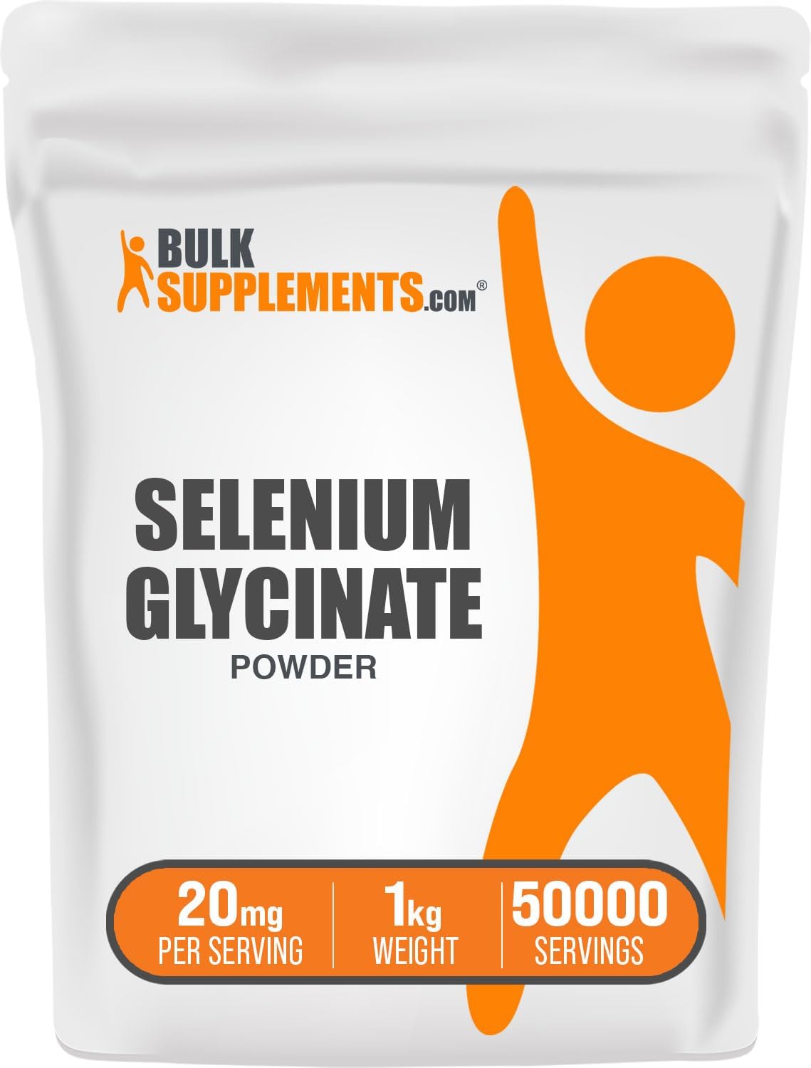 BulkSupplements.com Selenium Glycinate Powder - 200mcg Selenium Supplement, Gluten Free Trace Mineral - 1kg (2.2 lbs) - Pack of 1