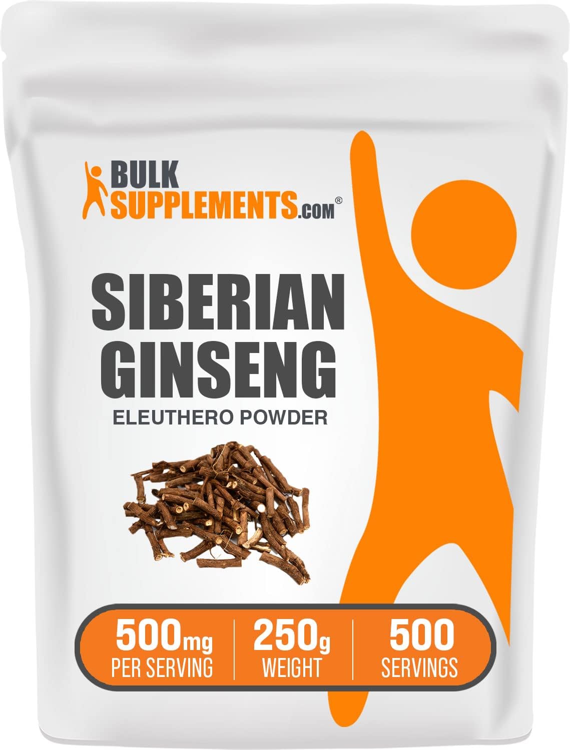 BulkSupplements.com Siberian Ginseng Powder - Eleutherococcus senticosus Herbal Supplement, Gluten Free, 500mg per Serving, 250g (8.8 oz) (1 Pack)