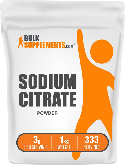 BulkSupplements.com Sodium Citrate Powder - Food Grade Sodium Citrate Supplement - Emulsifier & Flavor Enhancer - Gluten Free - 1kg Pack with 3g per Serving