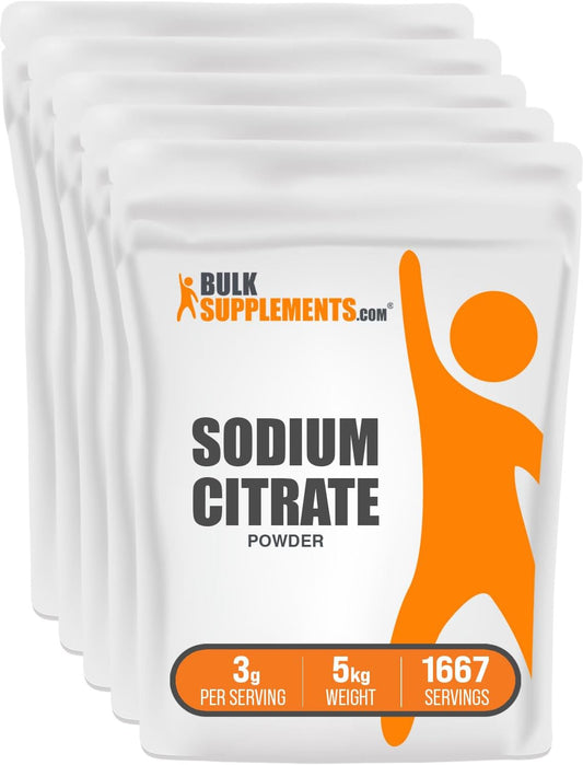 BulkSupplements.com Sodium Citrate Powder - Food Grade Sodium Supplement - Emulsifier & Flavor Enhancer - Gluten Free - 3g per Serving - 5kg (11 lbs) - Pack of 5