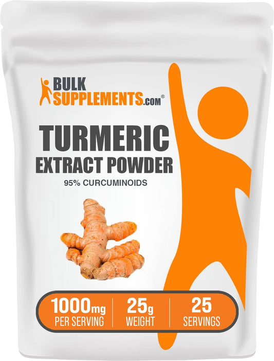 BulkSupplements.com Turmeric Extract Powder - 1000mg Curcumin Supplements, Gluten Free, 25g - Single Pack