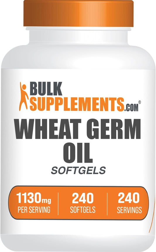 BulkSupplements.com Wheat Germ Oil Softgels - 1130mg Wheat Germ Oil Supplement, Nutritional & Soy Free, 240 Softgels