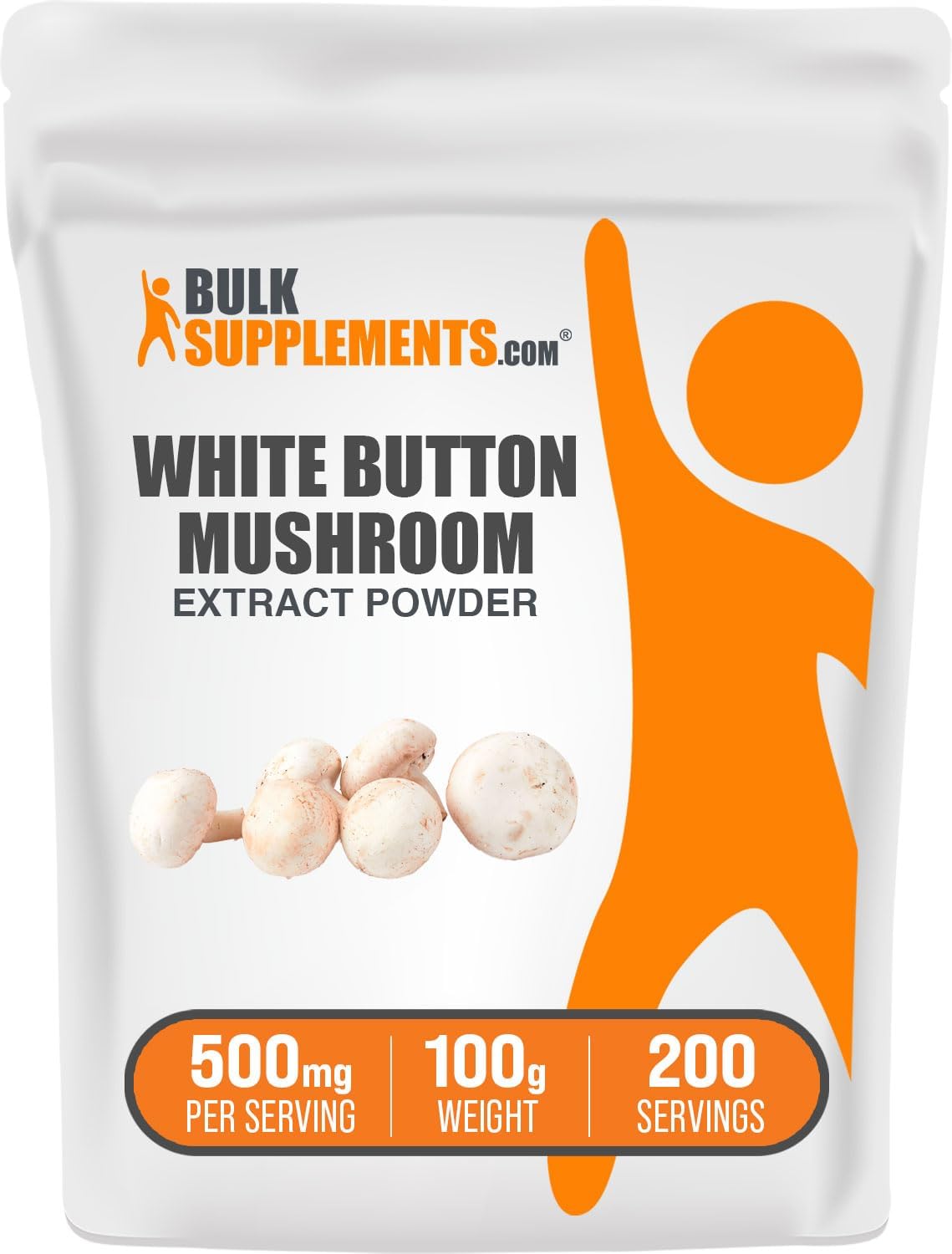 BulkSupplements.com White Button Mushroom Extract Powder - Agaricus Mushroom Supplement, Gluten Free, 500mg per Serving, 100g (3.5 oz) Pack