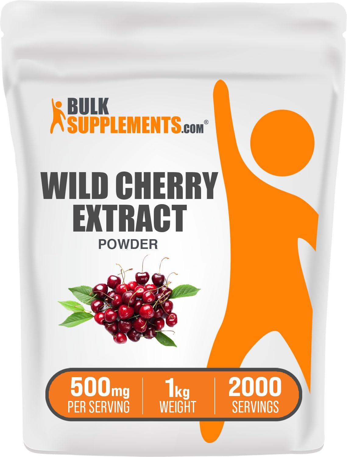 BulkSupplements.com Wild Cherry Extract Powder - Herbal Cherry Supplement, Gluten Free, 1kg (2.2 lbs) Pack - 500mg per Serving