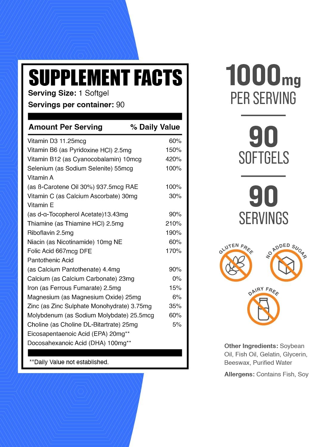 BulkSupplements.com Women's Multivitamin Softgels - Iron & Fish Oil Multimineral Supplement, Gluten Free - 90 Count