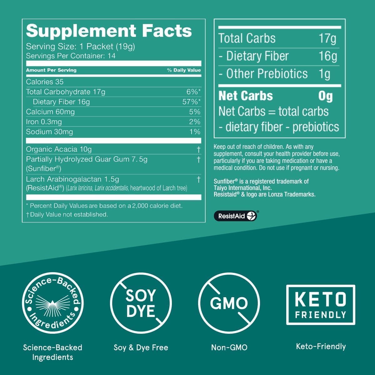 Bulletproof Innerfuel Prebiotic Fiber Powder Packets - 14 Count, Plant Sourced Supplement for Gut and Digestive Health, Immune Support