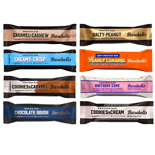 Bundariety Barebels Protein Bars Variety Pack - 8 Pack of High Protein Snacks with 20g Protein