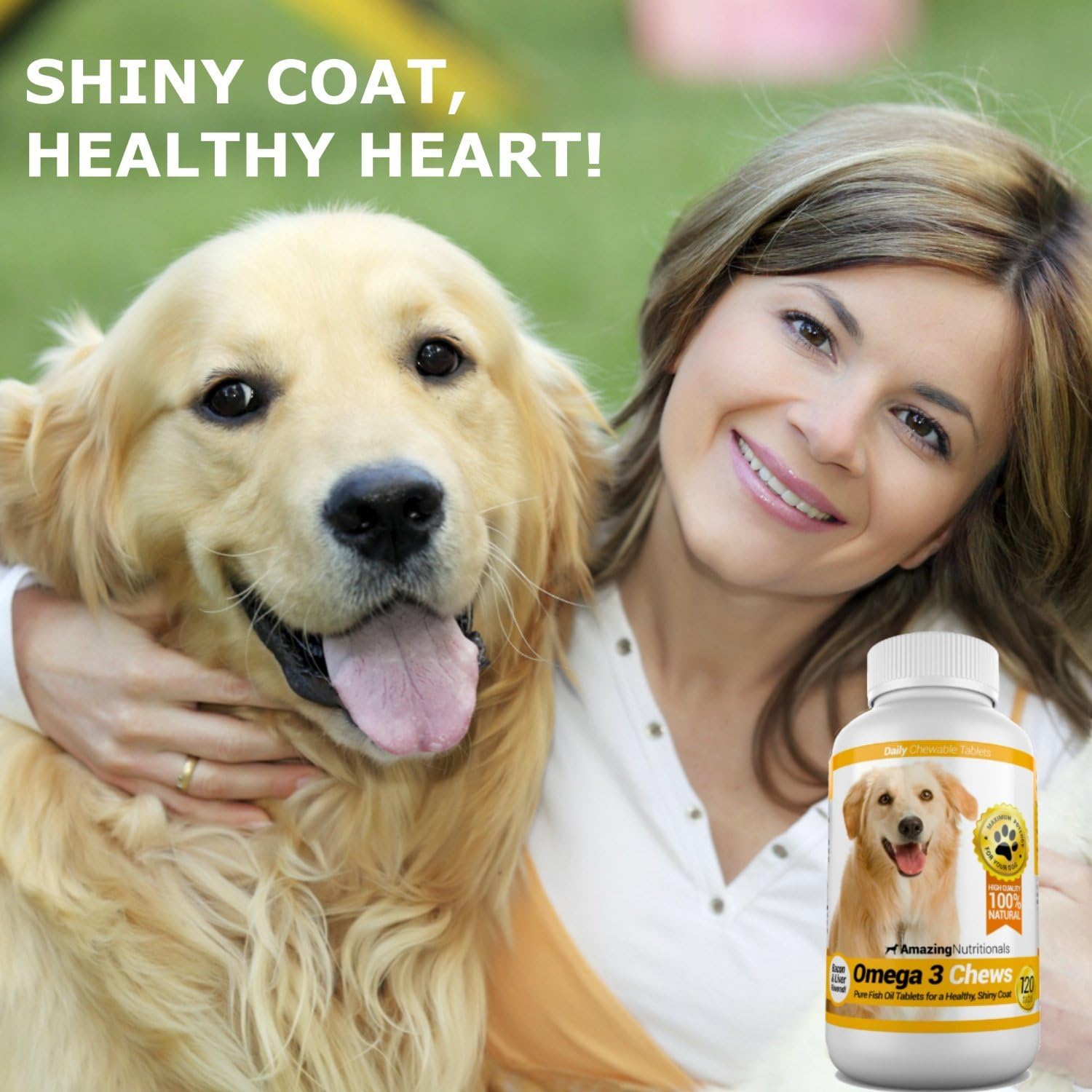 Bundle: Amazing Nutritionals Turmeric & Omega 3 Fish Oil for Dogs - Support Joint Health & Immune System, Promote Healthy Skin & Coat