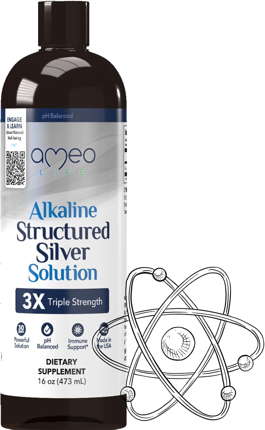 Bundle: Ameo Life Colloidal Silver Liquid & Extra Strength Silver Gel for Immune Support