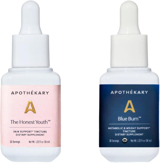 Bundle: Apothékary Metabolic Glow Herbal Supplements - The Honest Youth & Blue Burn for Enhanced Metabolism