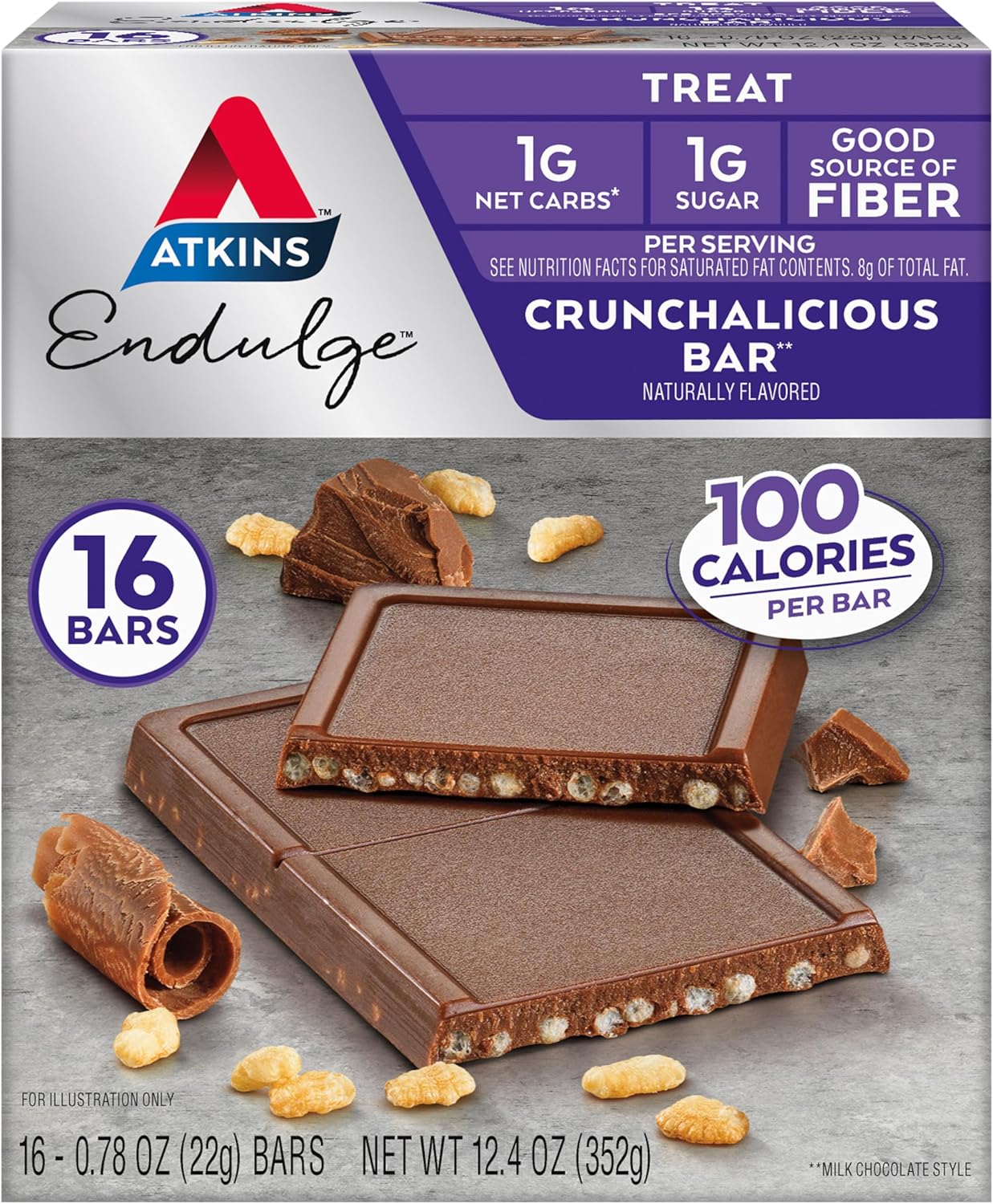 Bundle: Atkins Endulge Chocolate Bar Variety Pack - Crunchalicious & Caramel Mousse Bars (16+5 Count)