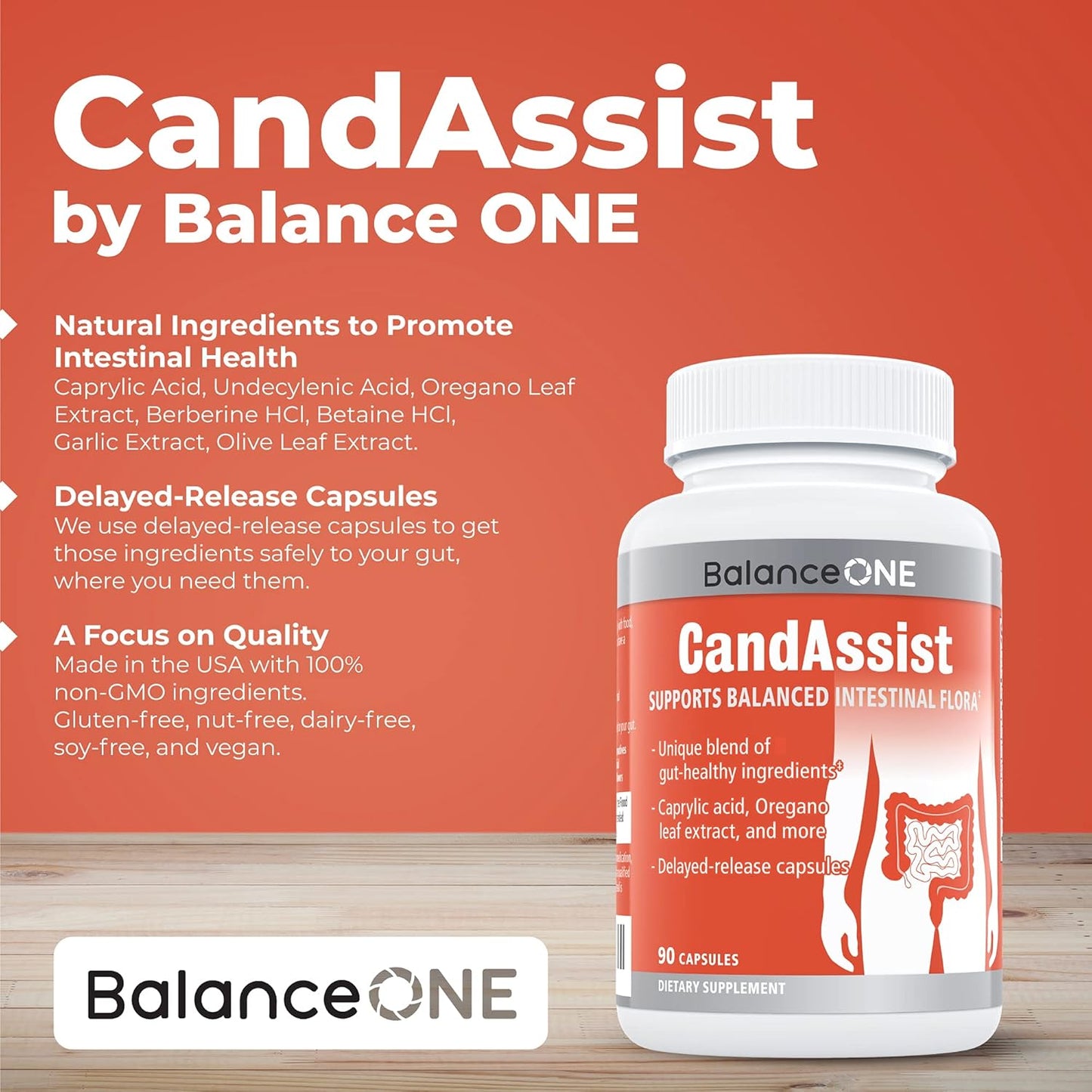Bundle: Balance ONE Probiotic & CandAssist - 15 Billion Time-Release Probiotic with Caprylic Acid & Berberine for Natural Cleanse
