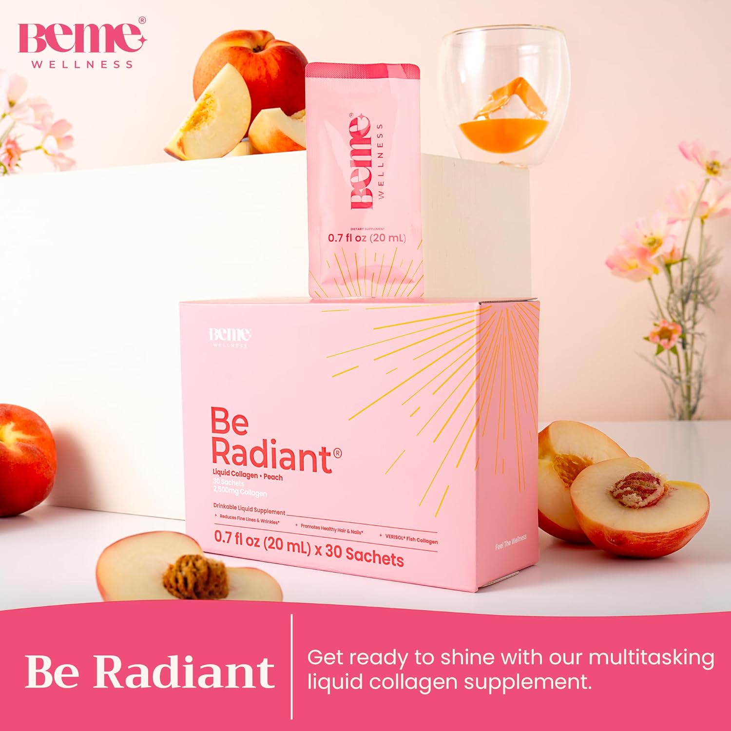 Bundle: BeMe BeRadiant Liquid Collagen & BeStrong Vitamin B12 Supplements - Improve Skin Health & Boost Energy!