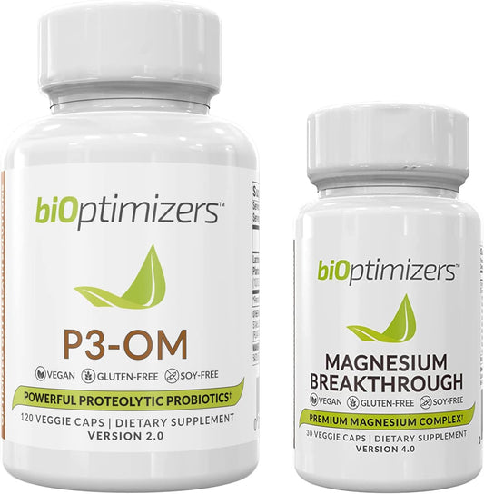 Bundle: BiOptimizers P3-OM and Magnesium Breakthrough 4.0 - 60 Capsules each