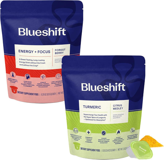 Bundle: Blueshift Energy + Focus 14 Pack with Turmeric 14 Pack for Enhanced Wellness
