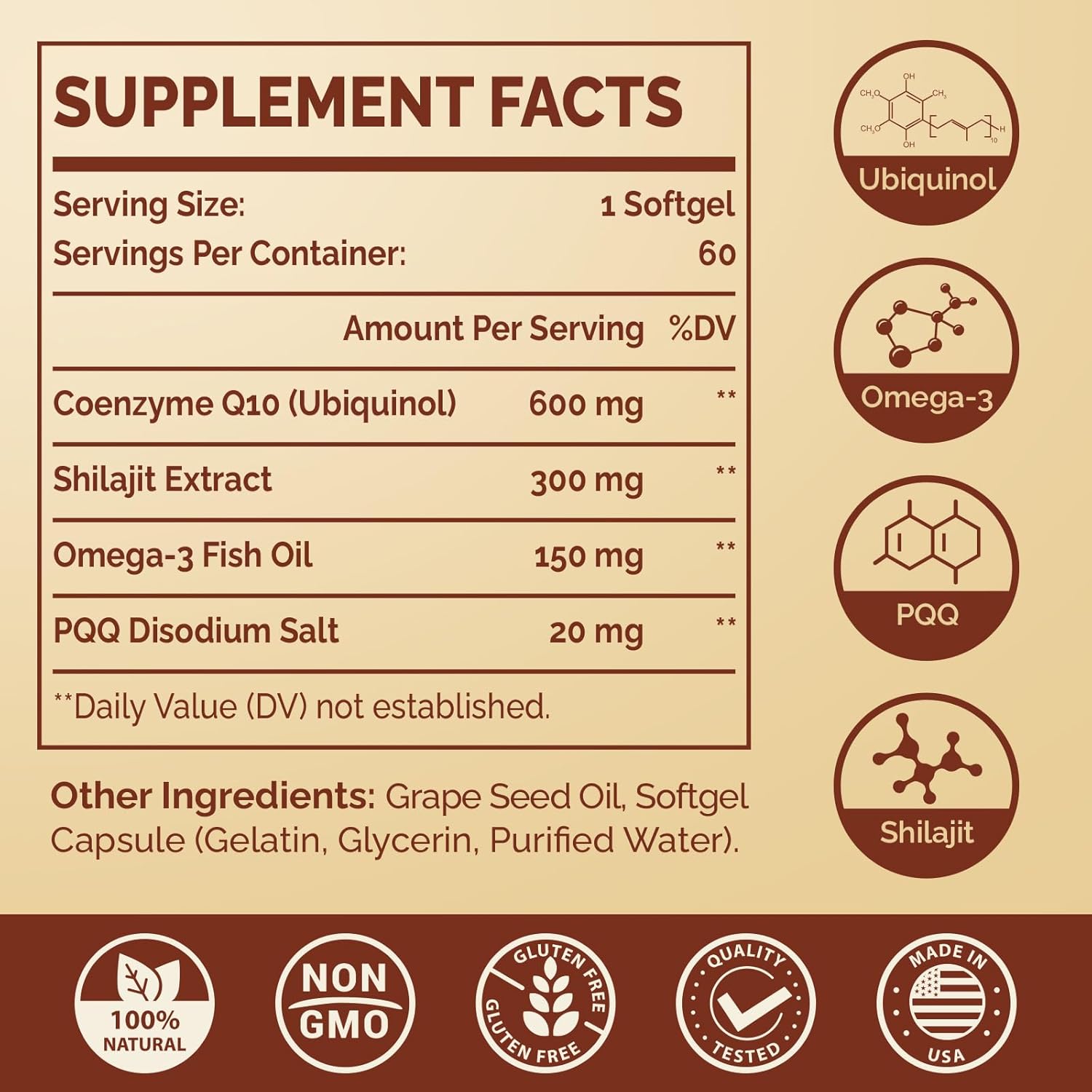 Bundle: Ciaceae Liposomal CoQ10 800mg + Ubiquinol CoQ10 600mg Softgels with Omega-3, Shilajit, & PQQ