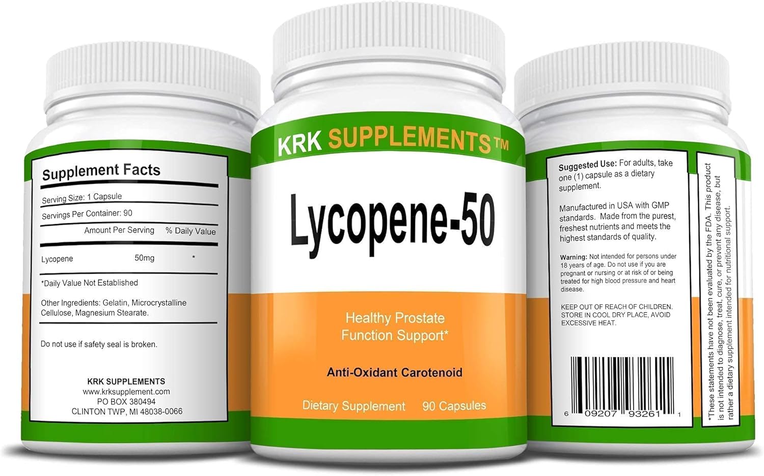 Bundle Combo: 2 Bottles Beta Sitosterol + 2 Bottles Lycopene Supplements by KRK