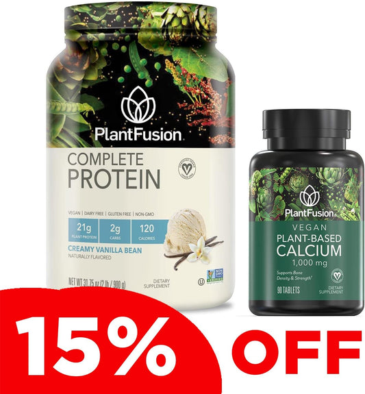 Bundle Deal: PlantFusion Vegan Protein Powder with BCAAs, Digestive Enzymes, and Calcium - Plant Based Pea Protein Powder