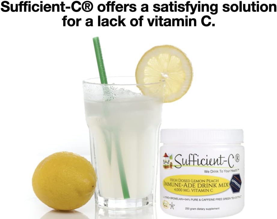 Bundle Deal: Sufficient-C 250g Lemon Peach Immune-ade + Glutenizer Force Plus Kiwi Strawberry Digestive-ade Mix - Save on Two-Pack