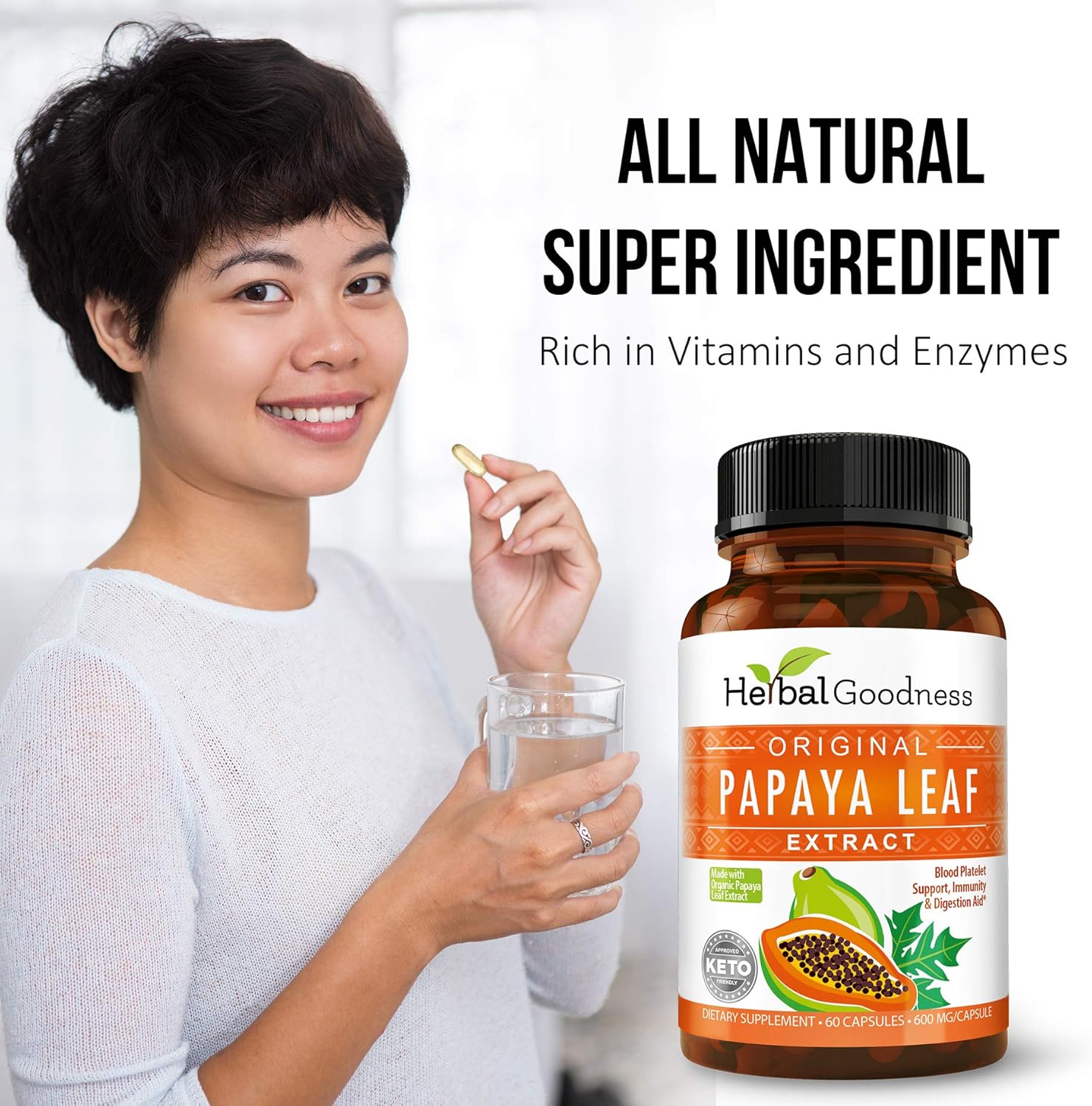Bundle for Immune Health and Digestive Wellness: Herbal Goodness Papaya Leaf Extract Capsule and Tea