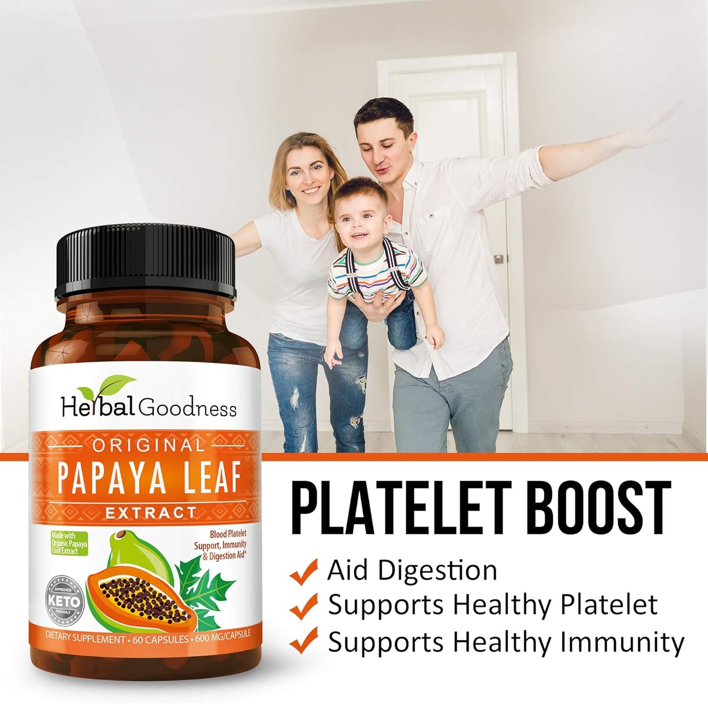 Bundle for Immune Health and Digestive Wellness: Herbal Goodness Papaya Leaf Extract Capsule and Tea