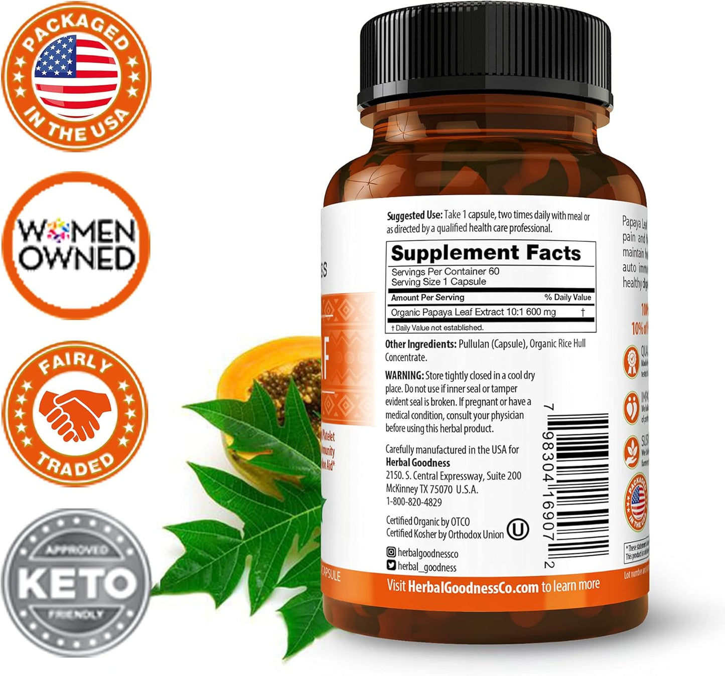 Bundle for Immune Health and Digestive Wellness: Herbal Goodness Papaya Leaf Extract Capsule and Tea
