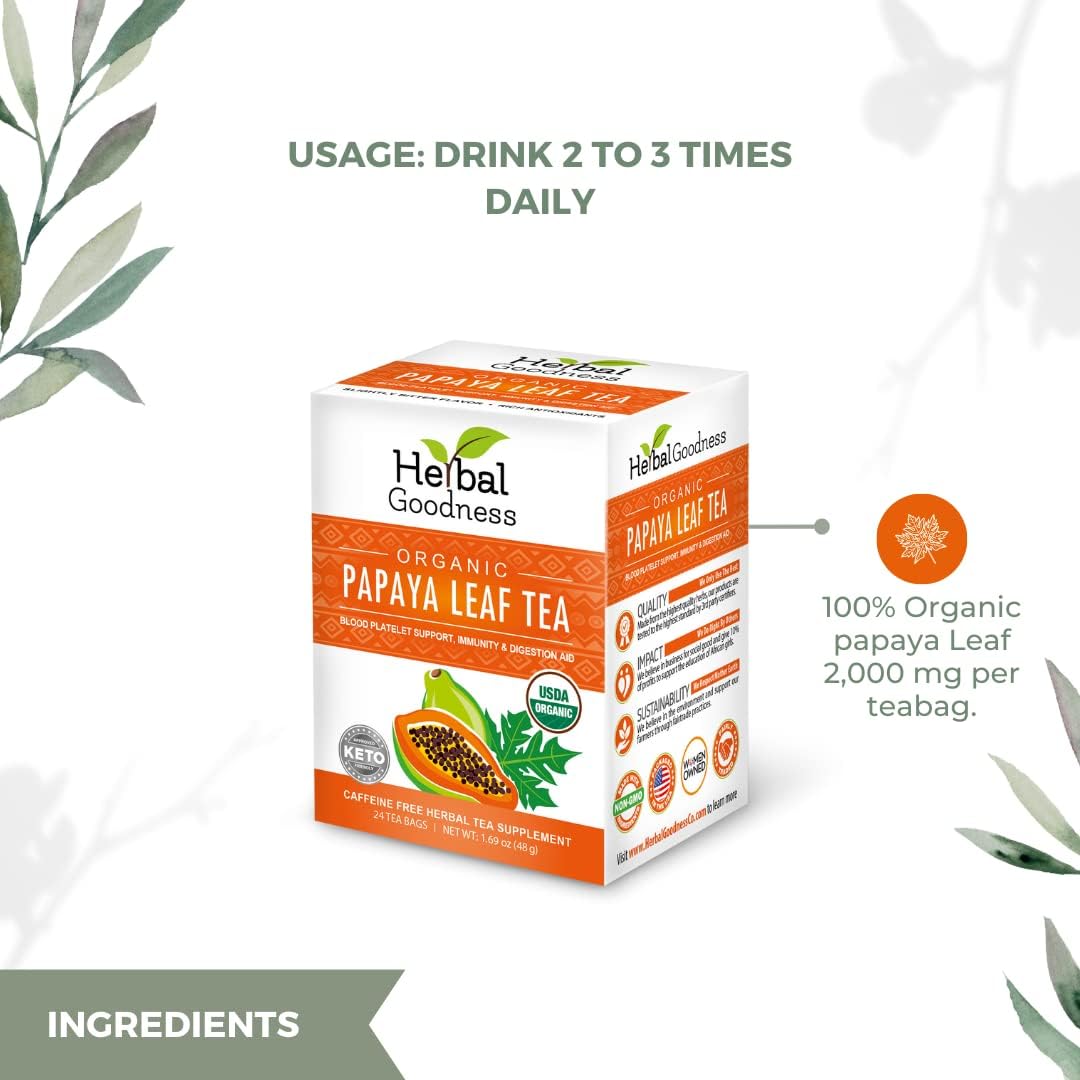 Bundle for Immune Health and Digestive Wellness: Herbal Goodness Papaya Leaf Extract Capsule and Tea