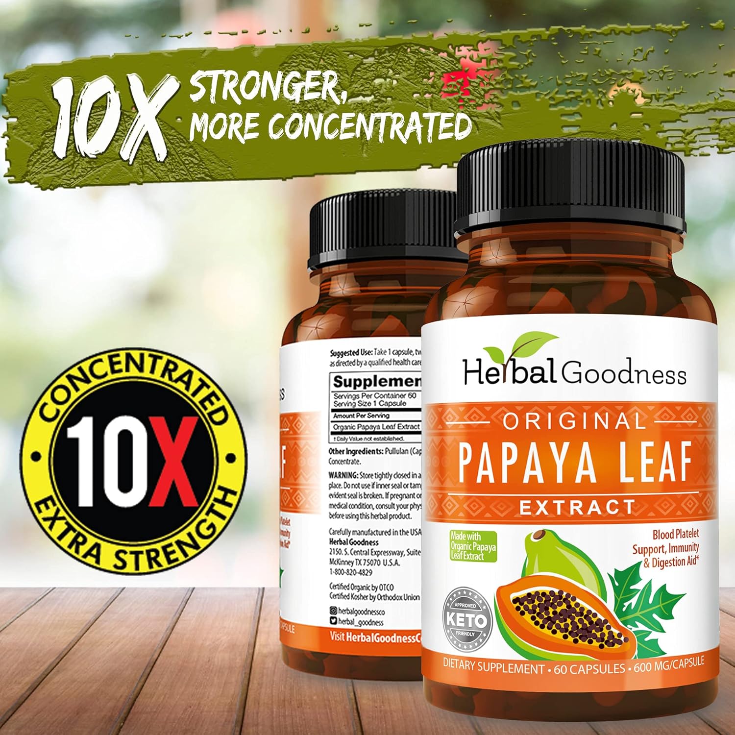 Bundle for Immune Health and Digestive Wellness: Herbal Goodness Papaya Leaf Extract Capsule and Tea