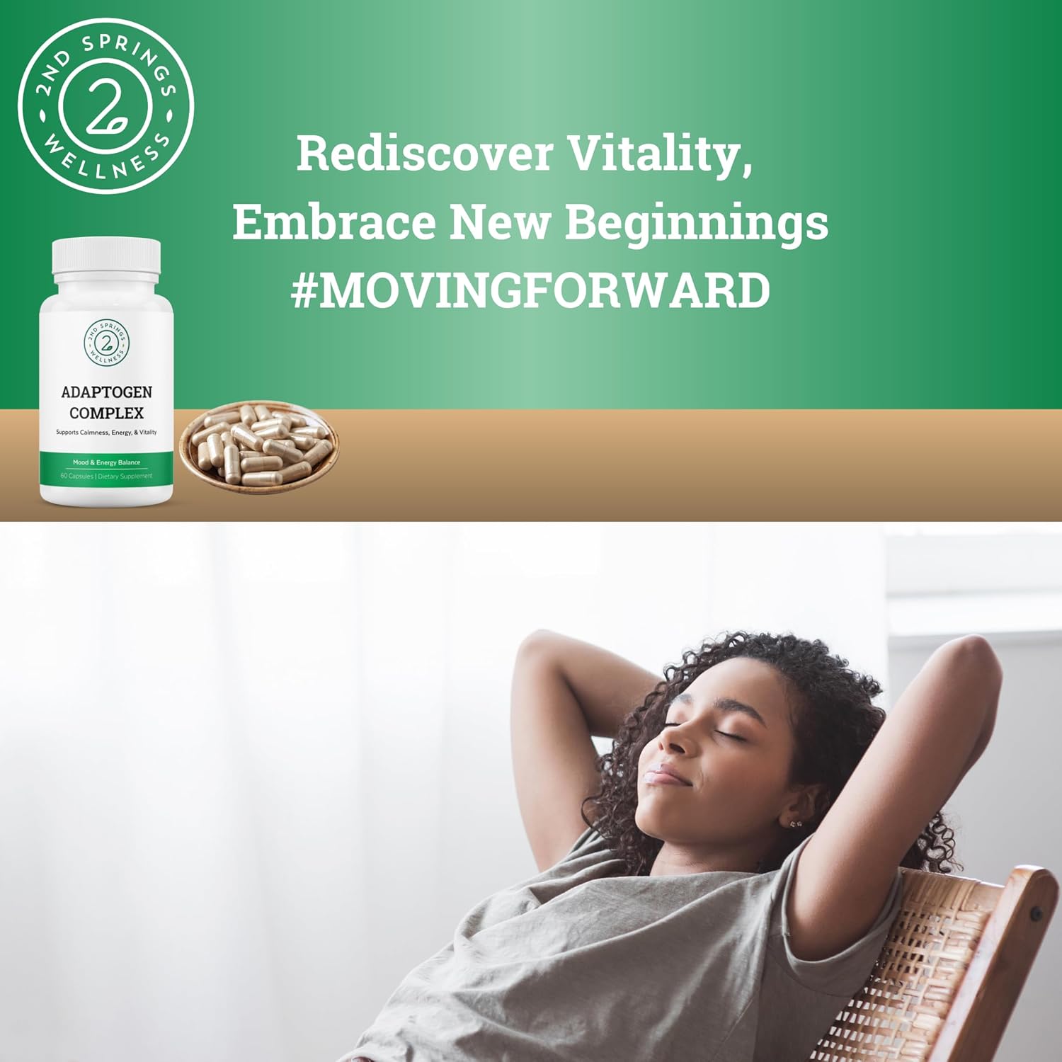 Bundle for Optimal Living: 2nd Springs B-100 Complex & Adaptogen Complex - Boost Energy, Calm Relief, Emotional Well-Being