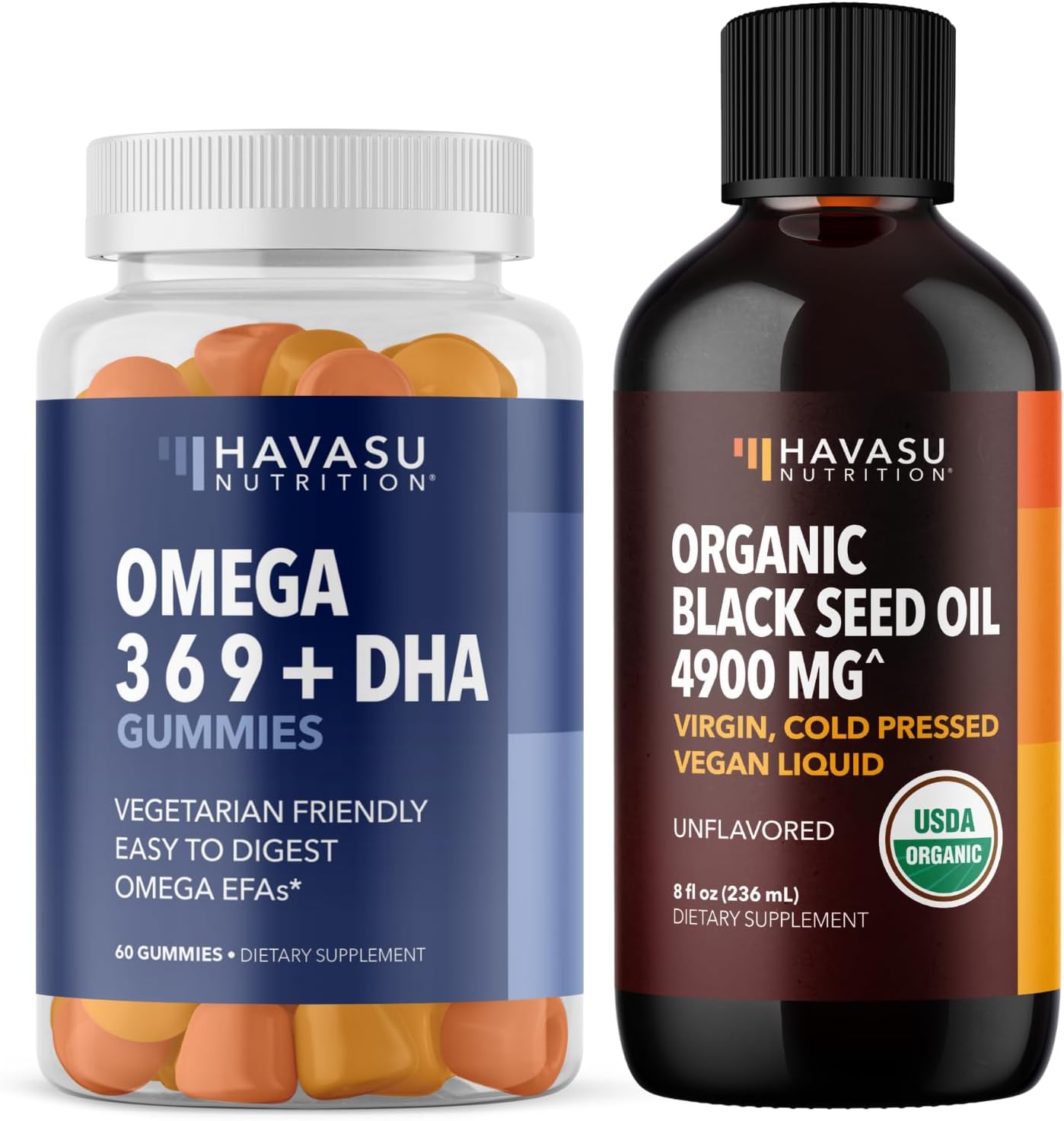 Bundle: Havasu Nutrition Omega Gummies + Organic Black Seed Oil Liquid for Adults
