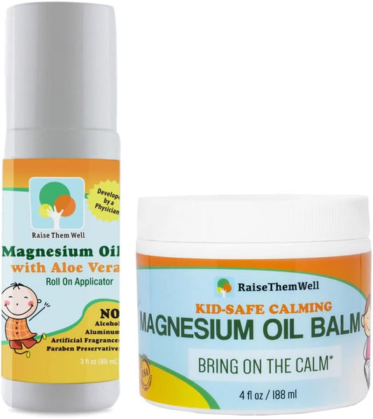 Bundle: Kid Safe Magnesium Oil Balm & Roller for Natural Relief