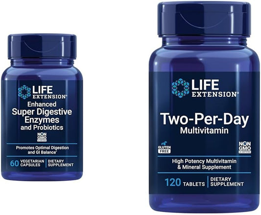 Bundle: Life Extension Digestive Enzymes (60 Vegetarian Capsules) & High Potency Multi-Vitamin (120 Tablets)