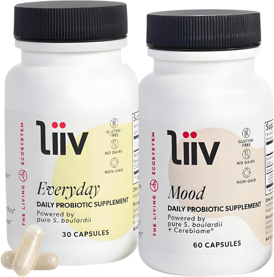 Bundle: LiiV Mood Boosting Probiotic & Premium Everyday Probiotics for Whole Body Wellness, Digestive & Immune Support