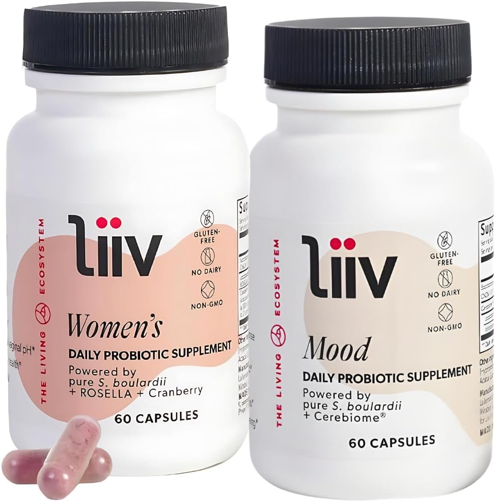 Bundle: LiiV Mood Boosting Probiotic & Premium Women's Probiotic for Digestive Health, Vaginal pH Balance & UT Support