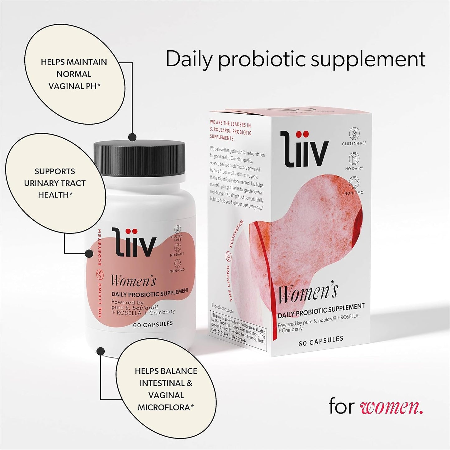 Bundle: LiiV Mood Boosting Probiotic & Premium Women's Probiotic for Digestive Health, Vaginal pH Balance & UT Support