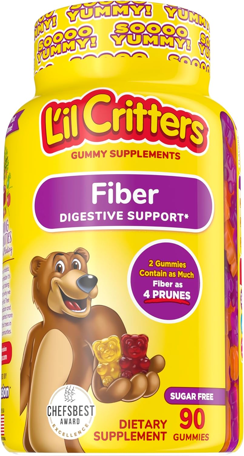 Bundle: Lil Critters 90 Fiber Gummy Supplement with ACT Kids 16.9oz Anticavity Rinse