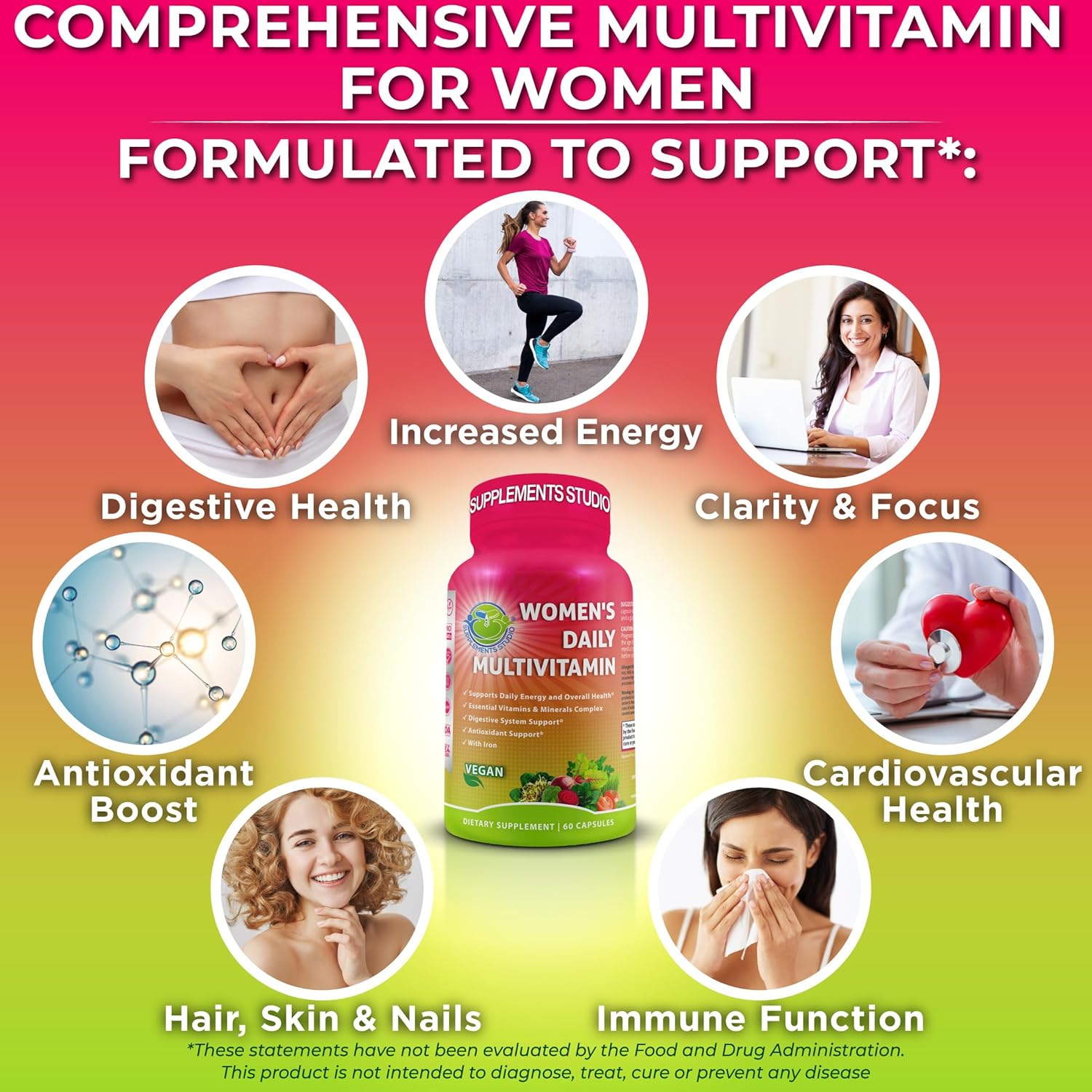 Bundle: Liposomal Glutathione 500mg & Women's Daily Multivitamin with Iron & Plant-Based Calcium 500mg for Optimal Health