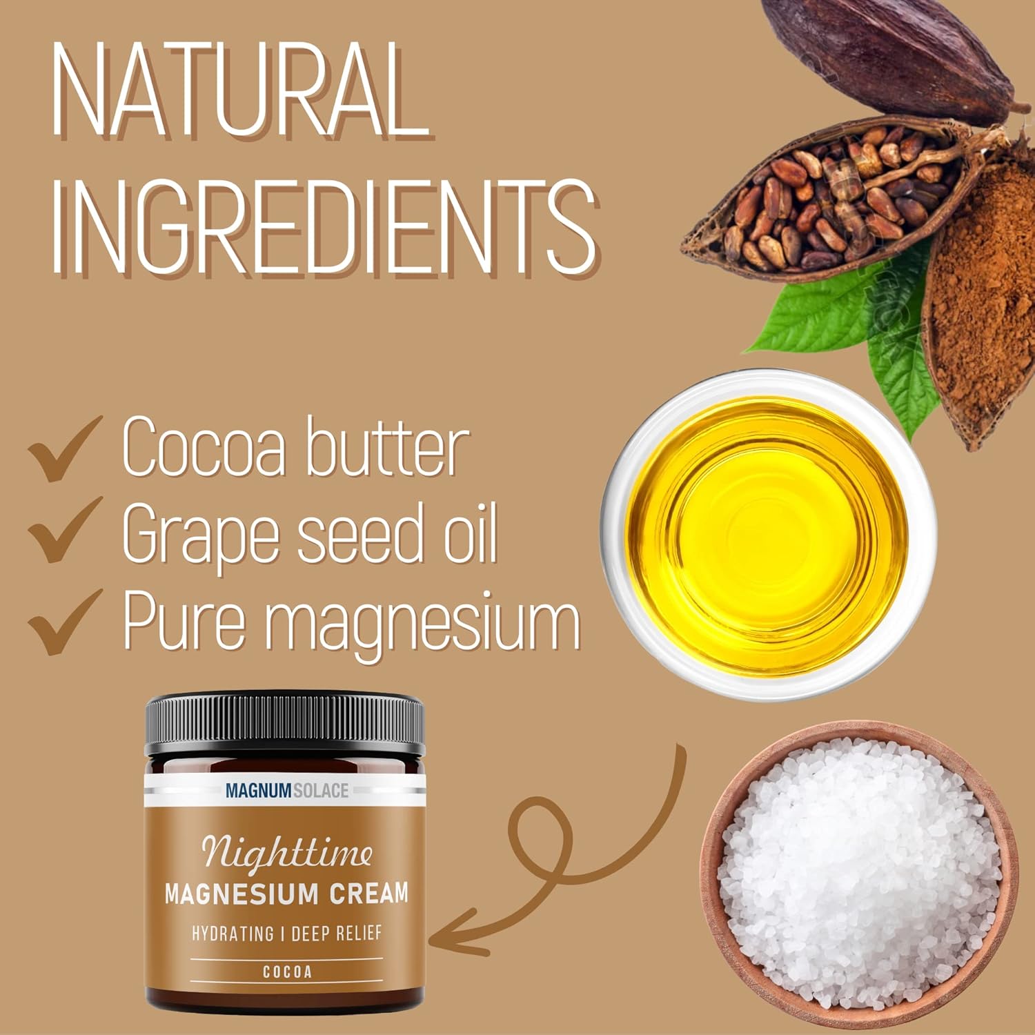 Bundle: Magnum Solace Cocoa Magnesium Cream & Unscented Magnesium Cream - 2 Pack