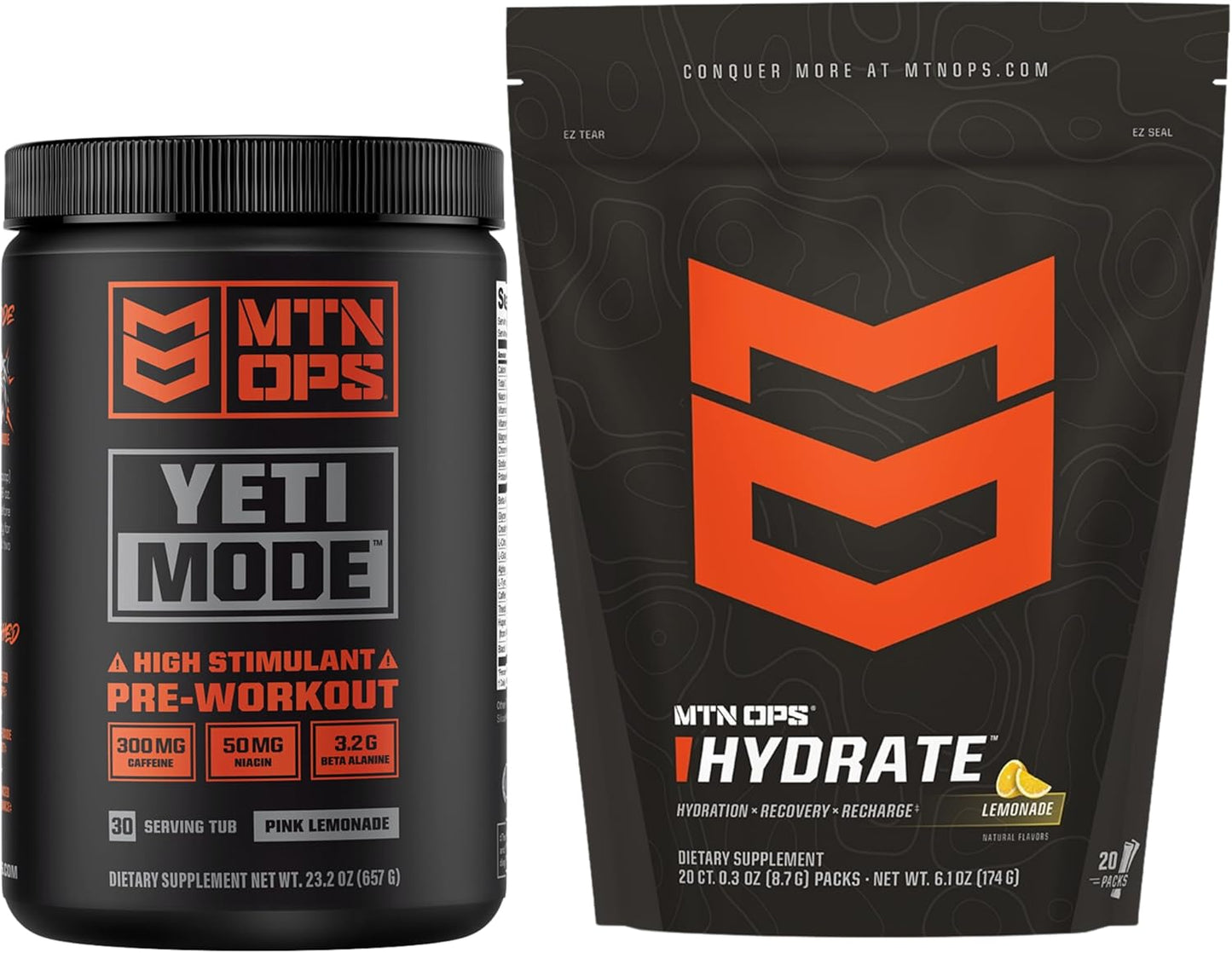 Bundle: MTN OPS Yeti Mode Pink Lemonade + Hydrate Lemonade - Save on Energy and Hydration