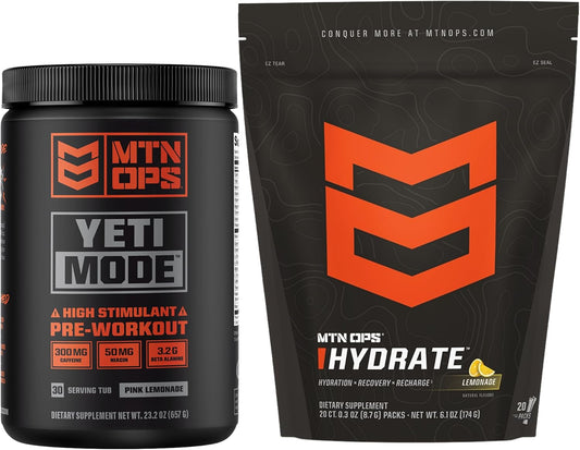 Bundle: MTN OPS Yeti Mode Pink Lemonade + Hydrate Lemonade - Save on Energy and Hydration